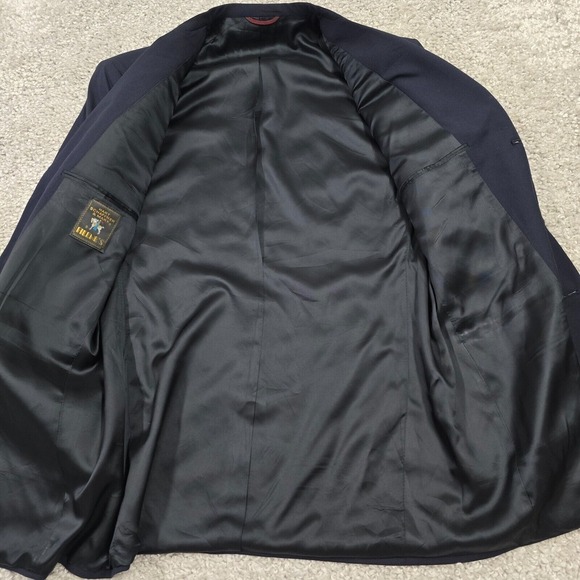 Hart Schaffner Marx Blazer‎ Mens 42L Blue 3 Button Wool Coat Jacket Business - Picture 4 of 16